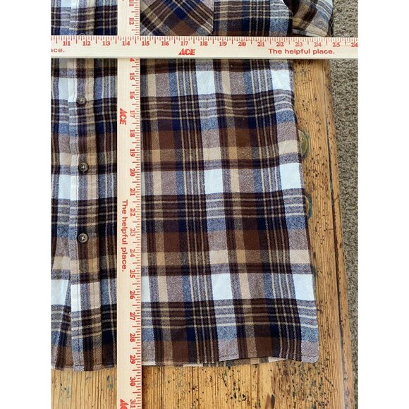 John Blair Mens Brown Plaid Long Sleeve Button Down Shirt Quilted Lined Large - Picture 7 of 7